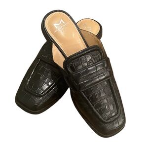 Marc Fisher Black LTD Flyta Croc-Embossed Leather Loafer Size 7 M Slip on